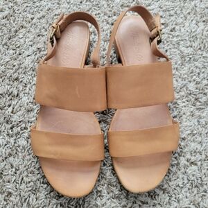 Madewell Elena Slingback Sandals Shoes Desert Camel Beige Leather Flats Size 8